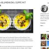 Sommerliche Kurkuma-Blumenkohl-Suppe mit Garnelen und Kernöl-Topping